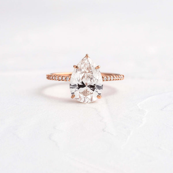 Pave-Pear Lab Grown Diamond Engagement Ring - Solitaire-Oval Lab Grown Diamond Engagement Ring