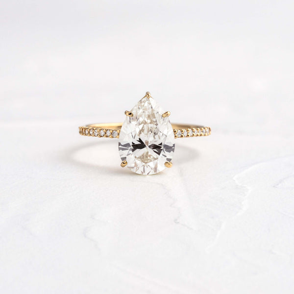 Pave-Pear Lab Grown Diamond Engagement Ring - Solitaire-Oval Lab Grown Diamond Engagement Ring