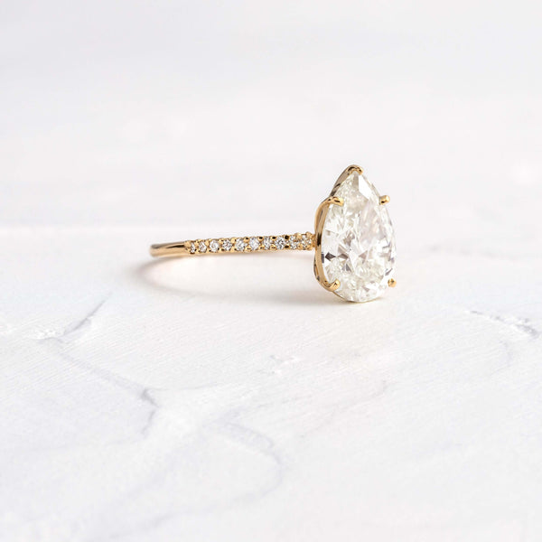 Pave-Pear Lab Grown Diamond Engagement Ring - Solitaire-Oval Lab Grown Diamond Engagement Ring