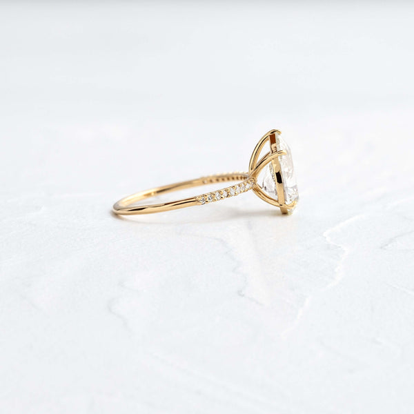 Pave-Pear Lab Grown Diamond Engagement Ring - Solitaire-Oval Lab Grown Diamond Engagement Ring