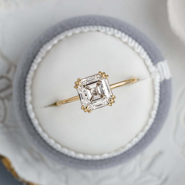 Solitaire Triple Prong-Asscher Lab Grown Diamond Engagement Ring - Solitaire-Oval Lab Grown Diamond Engagement Ring