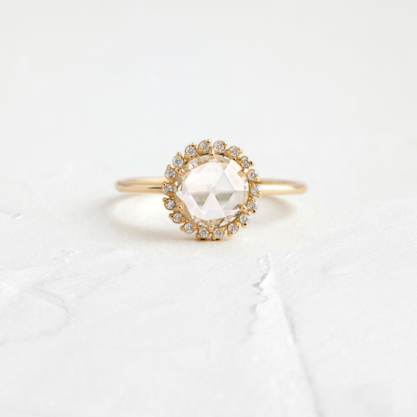 Halo-Rose Cut Lab Grown Diamond Engagement Ring - Solitaire-Oval Lab Grown Diamond Engagement Ring