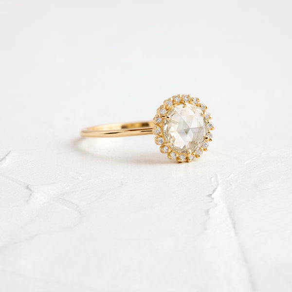 Halo-Rose Cut Lab Grown Diamond Engagement Ring - Solitaire-Oval Lab Grown Diamond Engagement Ring
