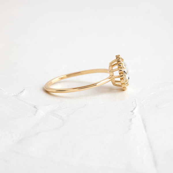 Halo-Rose Cut Lab Grown Diamond Engagement Ring - Solitaire-Oval Lab Grown Diamond Engagement Ring