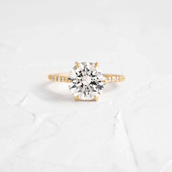 Pave-Round Lab Grown Diamond Engagement Ring - Solitaire-Oval Lab Grown Diamond Engagement Ring