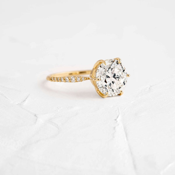 Pave-Round Lab Grown Diamond Engagement Ring - Solitaire-Oval Lab Grown Diamond Engagement Ring