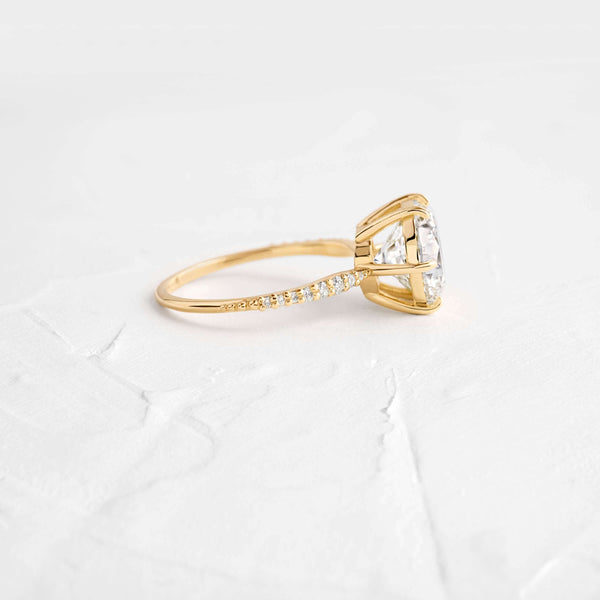 Pave-Round Lab Grown Diamond Engagement Ring - Solitaire-Oval Lab Grown Diamond Engagement Ring
