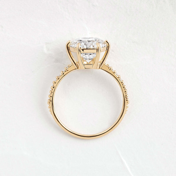 Pave-Round Lab Grown Diamond Engagement Ring - Solitaire-Oval Lab Grown Diamond Engagement Ring
