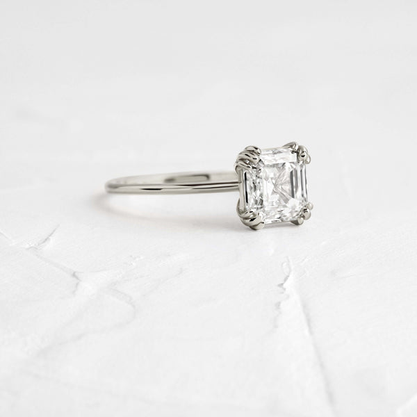 Solitaire Triple Prong-Asscher Lab Grown Diamond Engagement Ring - Solitaire-Oval Lab Grown Diamond Engagement Ring