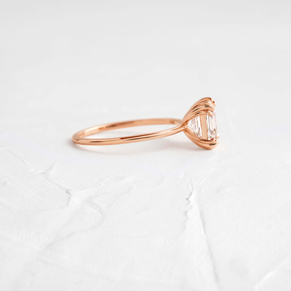 Solitaire Triple Prong-Asscher Lab Grown Diamond Engagement Ring - Solitaire-Oval Lab Grown Diamond Engagement Ring