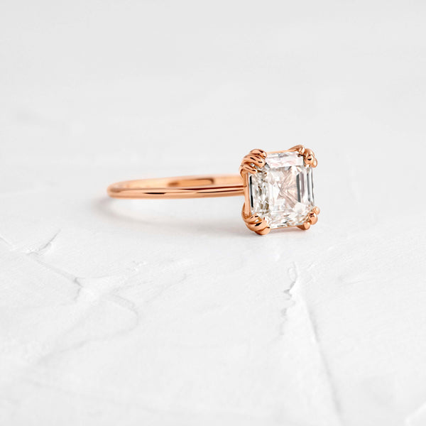 Solitaire Triple Prong-Asscher Lab Grown Diamond Engagement Ring - Solitaire-Oval Lab Grown Diamond Engagement Ring