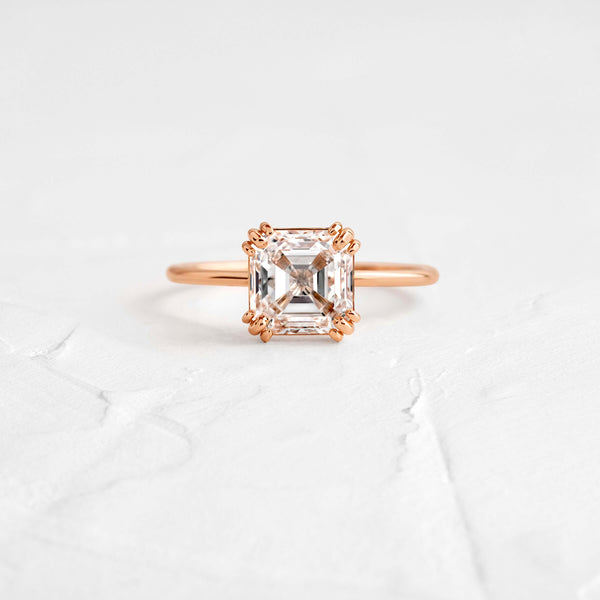 Solitaire Triple Prong-Asscher Lab Grown Diamond Engagement Ring - Solitaire-Oval Lab Grown Diamond Engagement Ring