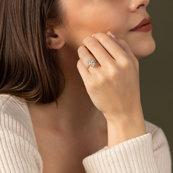 Solitaire Double Prong-Oval Lab Grown Diamond Engagement Ring - Solitaire-Oval Lab Grown Diamond Engagement Ring