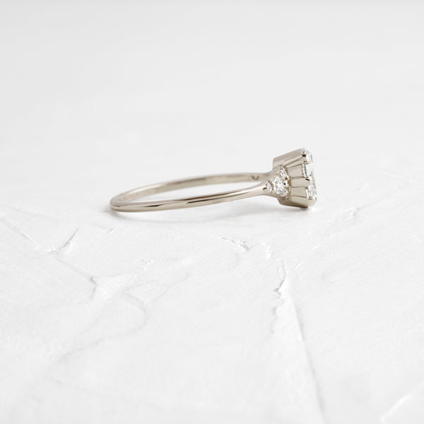 Cluster & Six Square Prong-Oval Lab Grown Diamond Engagement Ring - Solitaire-Oval Lab Grown Diamond Engagement Ring