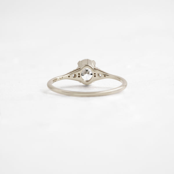 Cluster & Six Square Prong-Oval Lab Grown Diamond Engagement Ring - Solitaire-Oval Lab Grown Diamond Engagement Ring