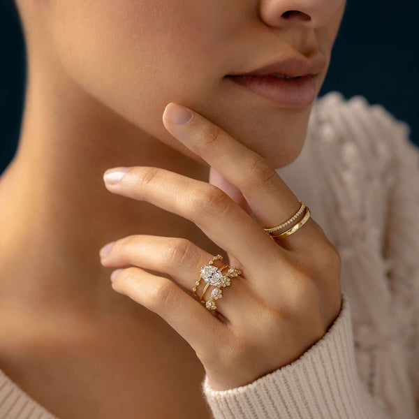 Hidden Halo-Oval Lab Grown Diamond Engagement Ring - Solitaire-Oval Lab Grown Diamond Engagement Ring