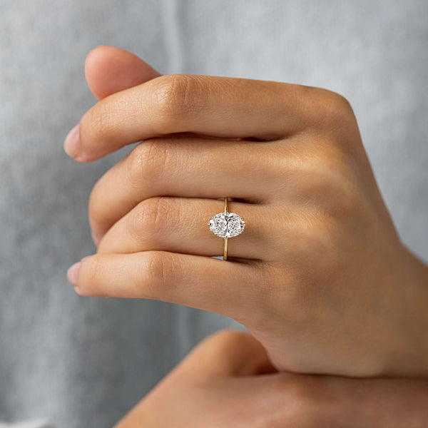 Hidden Halo-Oval Lab Grown Diamond Engagement Ring - Solitaire-Oval Lab Grown Diamond Engagement Ring