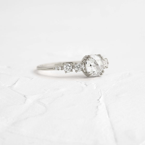 Cluster-Rose Cut Lab Grown Diamond Engagement Ring - Solitaire-Oval Lab Grown Diamond Engagement Ring
