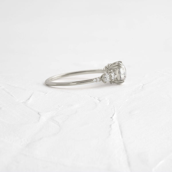 Cluster-Rose Cut Lab Grown Diamond Engagement Ring - Solitaire-Oval Lab Grown Diamond Engagement Ring