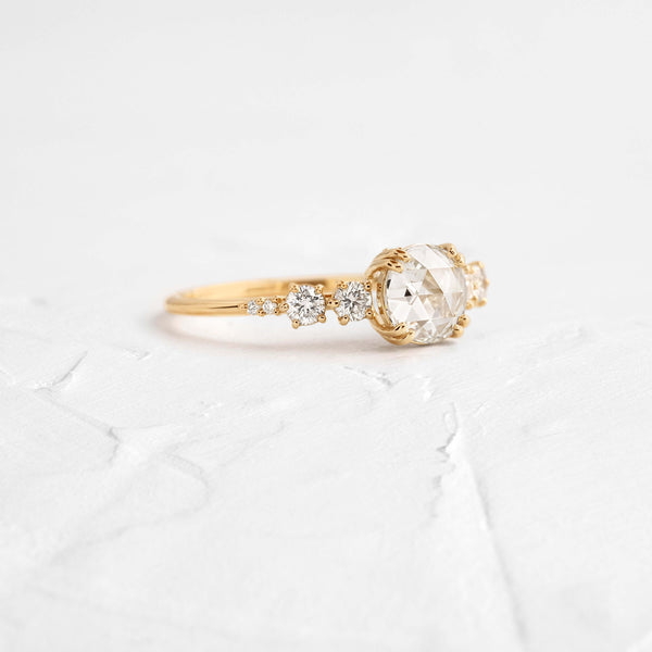 Cluster-Rose Cut Lab Grown Diamond Engagement Ring - Solitaire-Oval Lab Grown Diamond Engagement Ring