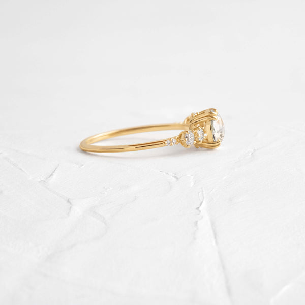 Cluster-Rose Cut Lab Grown Diamond Engagement Ring - Solitaire-Oval Lab Grown Diamond Engagement Ring