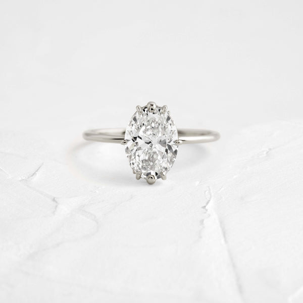 Hidden Halo-Oval Lab Grown Diamond Engagement Ring - Solitaire-Oval Lab Grown Diamond Engagement Ring