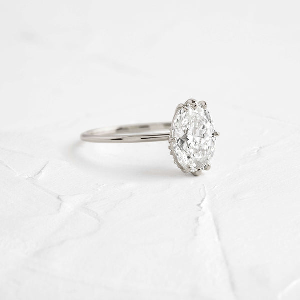 Hidden Halo-Oval Lab Grown Diamond Engagement Ring - Solitaire-Oval Lab Grown Diamond Engagement Ring