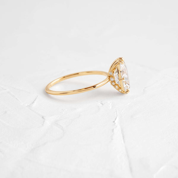 Hidden Halo-Oval Lab Grown Diamond Engagement Ring - Solitaire-Oval Lab Grown Diamond Engagement Ring