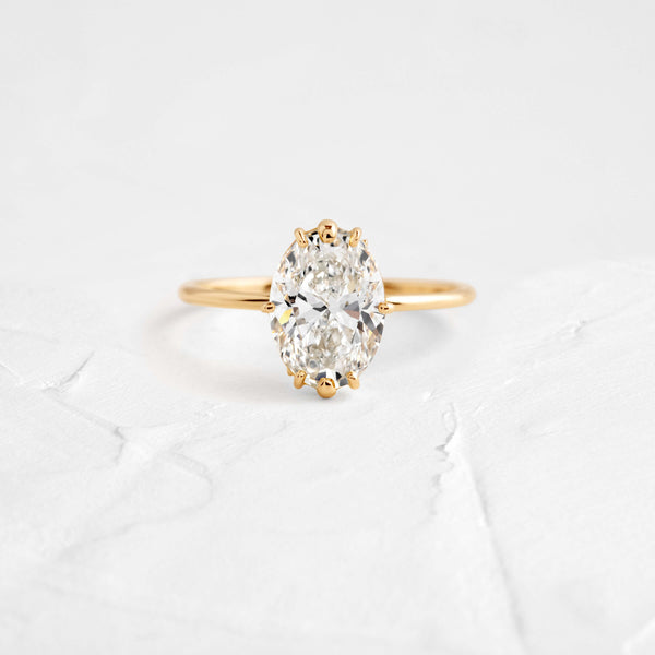 Hidden Halo-Oval Lab Grown Diamond Engagement Ring - Solitaire-Oval Lab Grown Diamond Engagement Ring