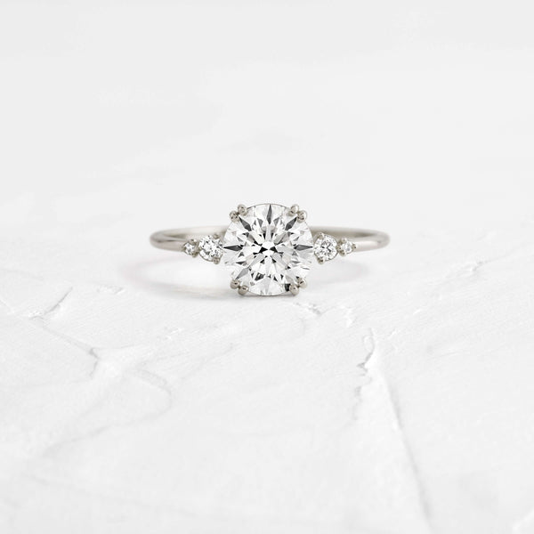 Cluster-Round Lab Grown Diamond Engagement Ring - Solitaire-Oval Lab Grown Diamond Engagement Ring