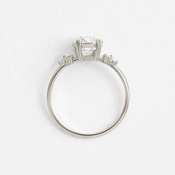 Cluster-Round Lab Grown Diamond Engagement Ring - Solitaire-Oval Lab Grown Diamond Engagement Ring