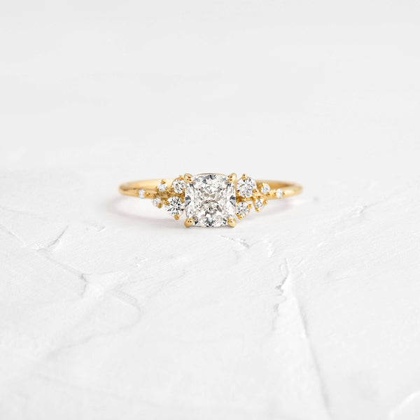 Cluster-Cushion Lab Grown Diamond Engagement Ring - Solitaire-Oval Lab Grown Diamond Engagement Ring
