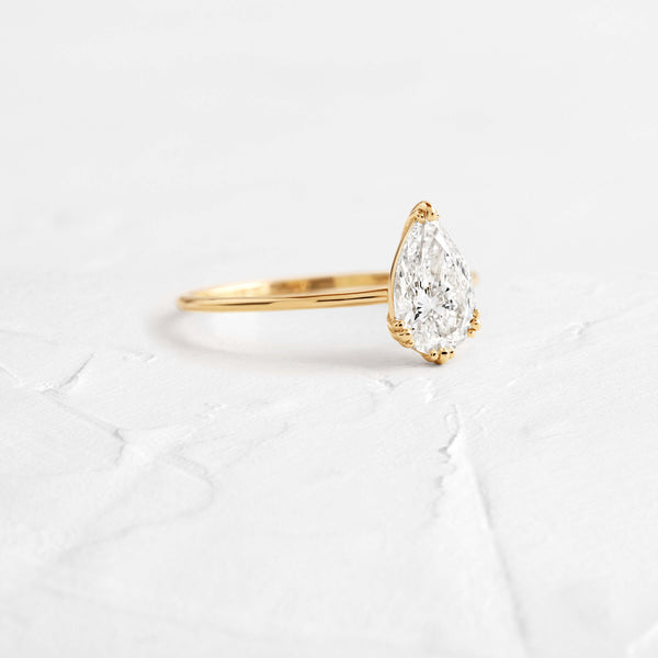 Solitaire Triple Prong-Pear Lab Grown Diamond Engagement Ring - Solitaire-Oval Lab Grown Diamond Engagement Ring