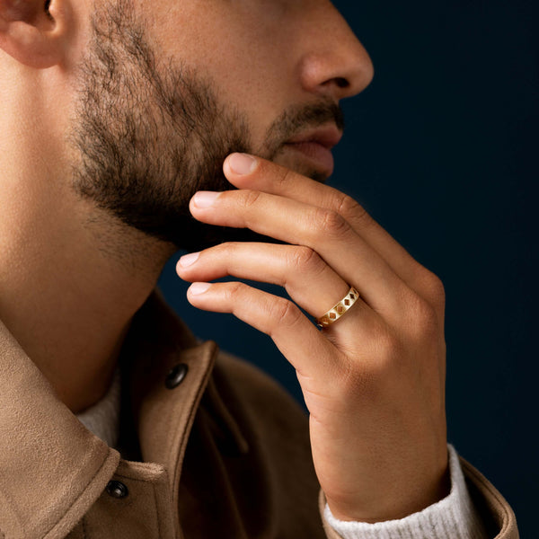 Diamond Cutout- Men's Wedding Band - Classic- Men's Wedding Band