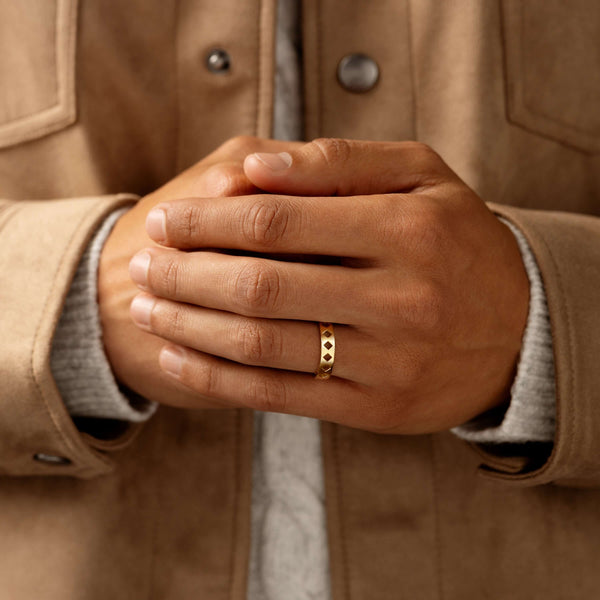 Diamond Cutout- Men's Wedding Band - Classic- Men's Wedding Band