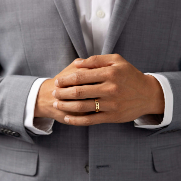 Diamond Cutout- Men's Wedding Band - Classic- Men's Wedding Band