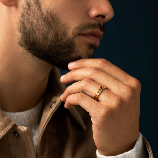 Diamond Cutout- Men's Wedding Band - Classic- Men's Wedding Band