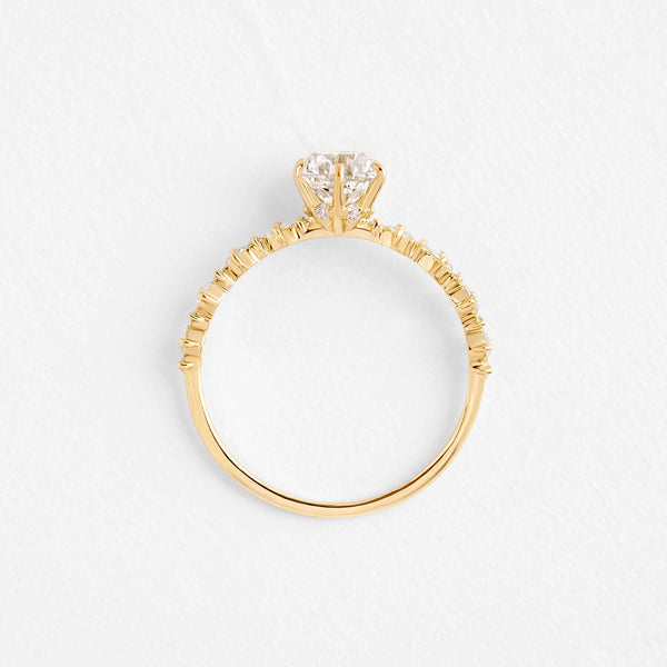 Pave-Round Lab Grown Diamond Engagement Ring - Solitaire-Oval Lab Grown Diamond Engagement Ring