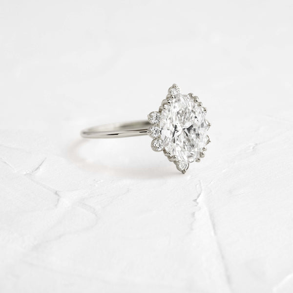 Cluster-Oval Lab Grown Diamond Engagement Ring - Solitaire-Oval Lab Grown Diamond Engagement Ring