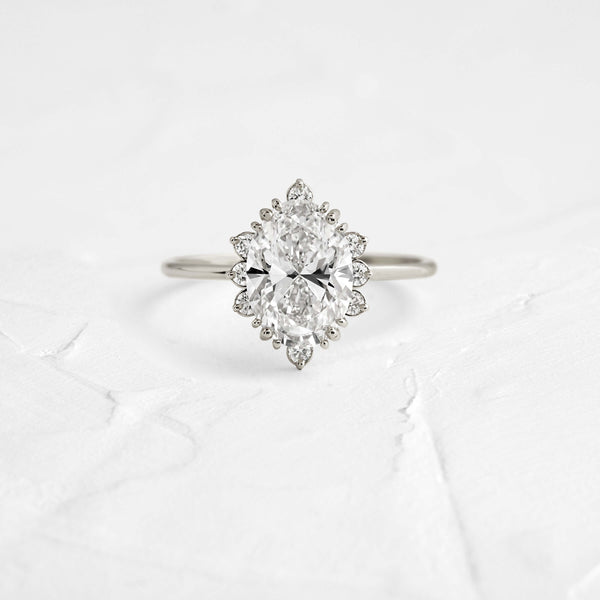 Cluster-Oval Lab Grown Diamond Engagement Ring - Solitaire-Oval Lab Grown Diamond Engagement Ring