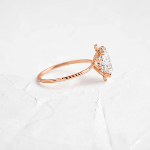 Cluster-Oval Lab Grown Diamond Engagement Ring - Solitaire-Oval Lab Grown Diamond Engagement Ring