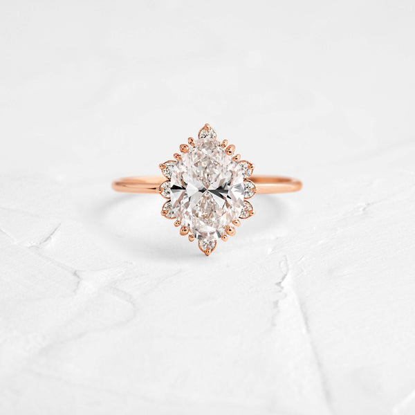 Cluster-Oval Lab Grown Diamond Engagement Ring - Solitaire-Oval Lab Grown Diamond Engagement Ring