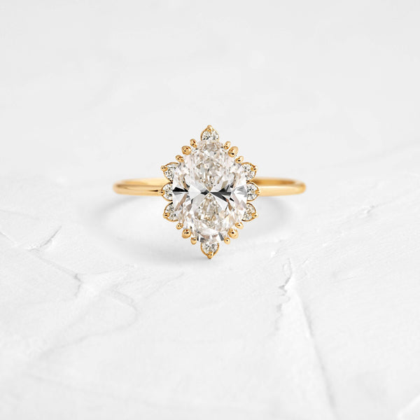Cluster-Oval Lab Grown Diamond Engagement Ring - Solitaire-Oval Lab Grown Diamond Engagement Ring