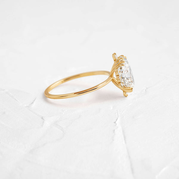 Cluster-Oval Lab Grown Diamond Engagement Ring - Solitaire-Oval Lab Grown Diamond Engagement Ring