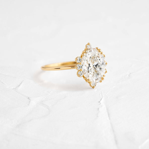 Cluster-Oval Lab Grown Diamond Engagement Ring - Solitaire-Oval Lab Grown Diamond Engagement Ring