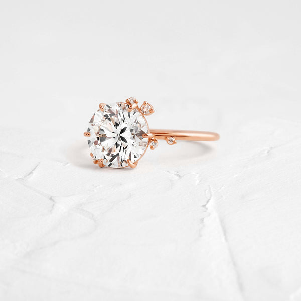 Cluster-Round Lab Grown Diamond Engagement Ring - Solitaire-Oval Lab Grown Diamond Engagement Ring