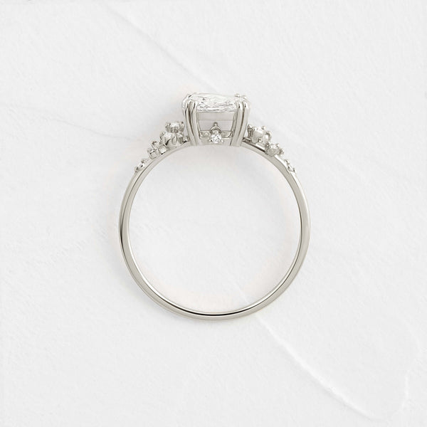 Cluster-Rose Cut Lab Grown Diamond Engagement Ring - Solitaire-Oval Lab Grown Diamond Engagement Ring