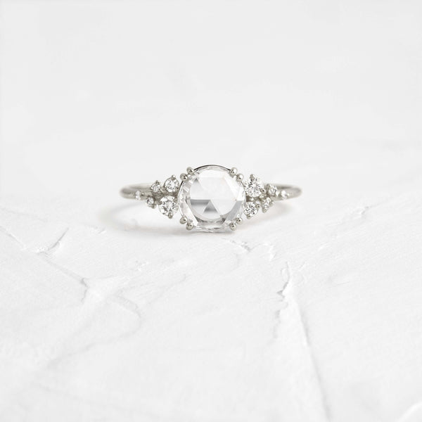Cluster-Rose Cut Lab Grown Diamond Engagement Ring - Solitaire-Oval Lab Grown Diamond Engagement Ring