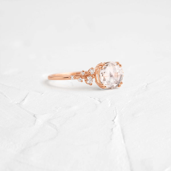 Cluster-Rose Cut Lab Grown Diamond Engagement Ring - Solitaire-Oval Lab Grown Diamond Engagement Ring