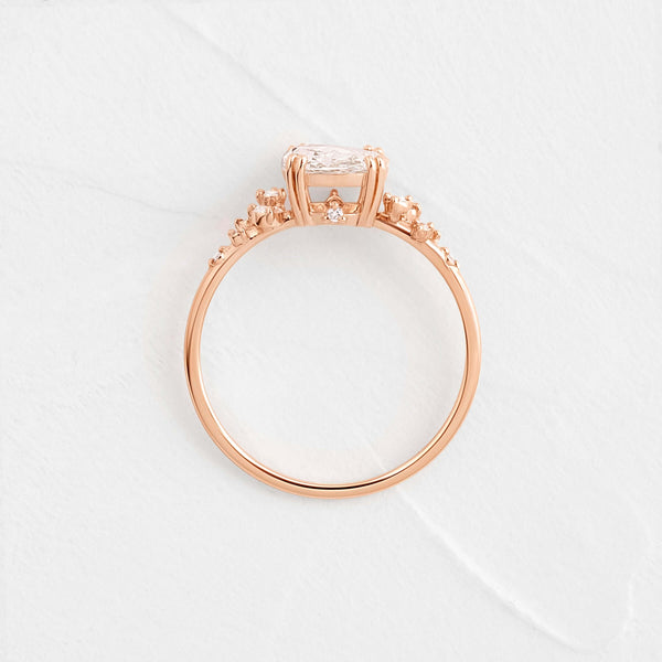 Cluster-Rose Cut Lab Grown Diamond Engagement Ring - Solitaire-Oval Lab Grown Diamond Engagement Ring